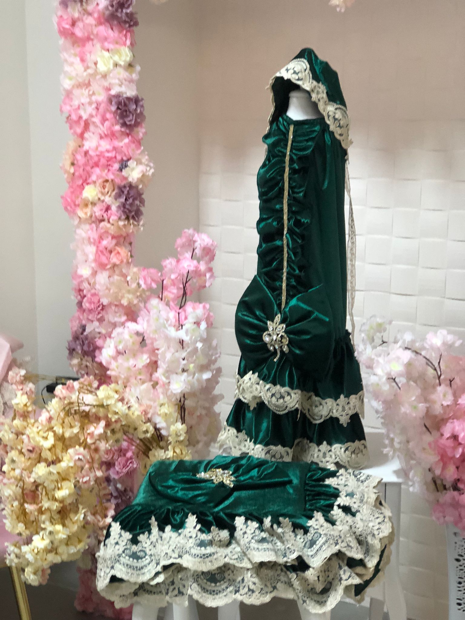 Emerald Velvet Swaddle and Blanket